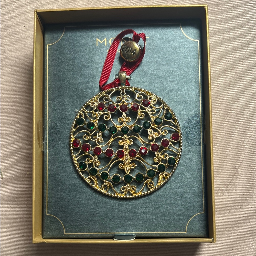 Monet Christmas Gorgeous Ornament in Red, Green, Red, and Gold